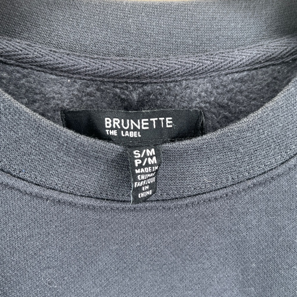 Brunette The Label Charcoal (Jet Black) Crewneck (S/M) - Picture 3 of 3